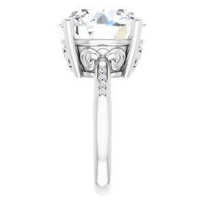 Rings Sterling Silver 14 mm Round Engagement Ring Mounting