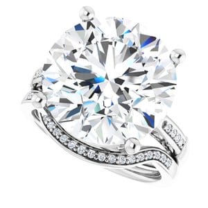 Rings Sterling Silver 14 mm Round Engagement Ring Mounting