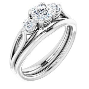 Rings 14K White 5.2mm Round Engagement Ring Mounting