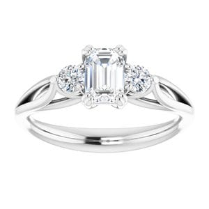Rings 14K White 6x4mm Emerald Engagement Ring Mounting