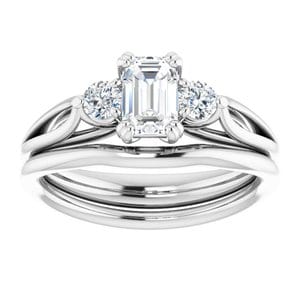 Rings 14K White 6x4mm Emerald Engagement Ring Mounting