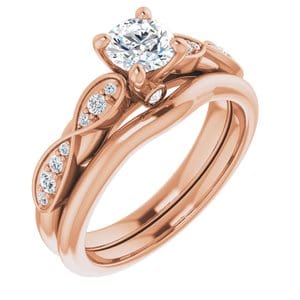Rings 14K Rose 5.2 mm Round Infinity-Inspired Engagement Ring Mounting
