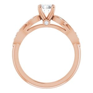 Rings 14K Rose 5.2 mm Round Infinity-Inspired Engagement Ring Mounting