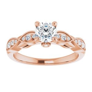 Rings 14K Rose 5.2 mm Round Infinity-Inspired Engagement Ring Mounting