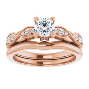 Rings 14K Rose 5.2 mm Round Infinity-Inspired Engagement Ring Mounting