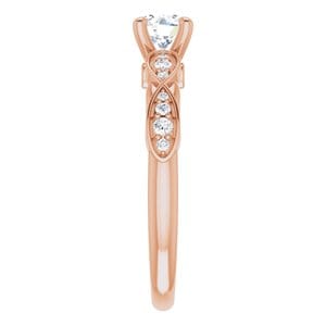 Rings 14K Rose 5.2 mm Round Infinity-Inspired Engagement Ring Mounting