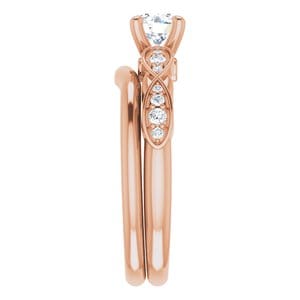 Rings 14K Rose 5.2 mm Round Infinity-Inspired Engagement Ring Mounting