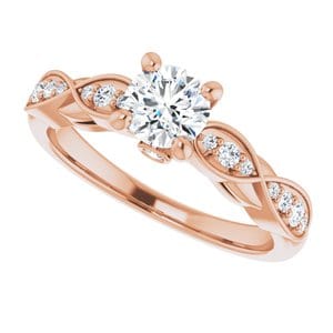Rings 14K Rose 5.2 mm Round Infinity-Inspired Engagement Ring Mounting