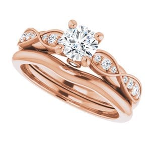 Rings 14K Rose 5.2 mm Round Infinity-Inspired Engagement Ring Mounting