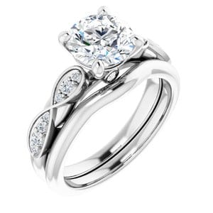 Rings 14K White 7.4 mm Round Infinity-Inspired Engagement Ring Mounting