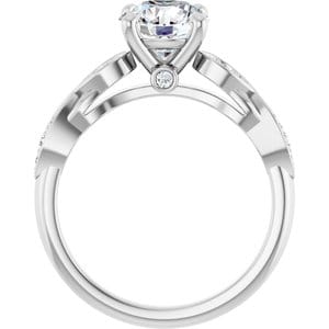 Rings 14K White 7.4 mm Round Infinity-Inspired Engagement Ring Mounting
