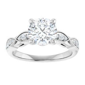 Rings 14K White 7.4 mm Round Infinity-Inspired Engagement Ring Mounting