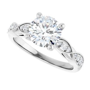 Rings 14K White 7.4 mm Round Infinity-Inspired Engagement Ring Mounting