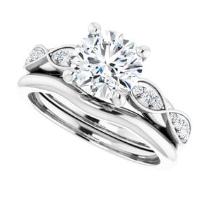 Rings 14K White 7.4 mm Round Infinity-Inspired Engagement Ring Mounting
