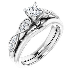 Rings 14K White 4x4 mm Square Infinity-Inspired Engagement Ring Mounting