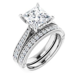 Rings 14K White 7.5 mm Square Engagement Ring Mounting