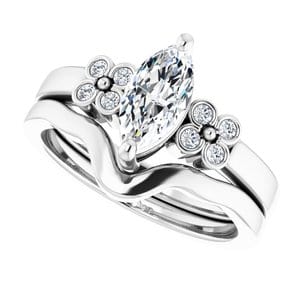Rings 10K White 9x4.5 mm Marquise Ring Mounting