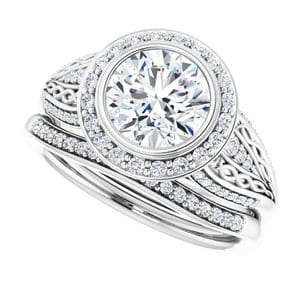 Rings 14K White 7.4 mm Round Engagement Ring Mounting