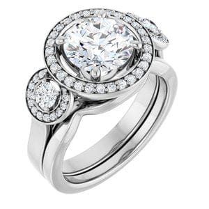 Rings 14K White 8 mm Round Engagement Ring Mounting