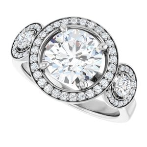 Rings 14K White 8 mm Round Engagement Ring Mounting