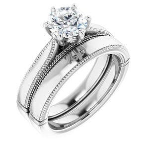 Rings 14K White 6.5 mm Round Solitaire Engagement Ring Mounting