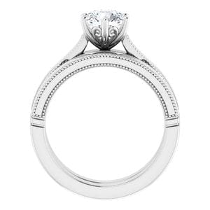 Rings 14K White 6.5 mm Round Solitaire Engagement Ring Mounting