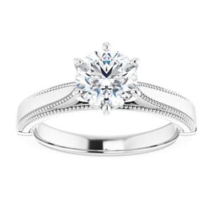 Rings 14K White 6.5 mm Round Solitaire Engagement Ring Mounting