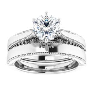 Rings 14K White 6.5 mm Round Solitaire Engagement Ring Mounting