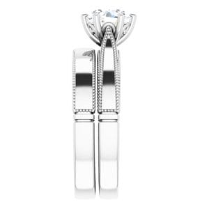 Rings 14K White 6.5 mm Round Solitaire Engagement Ring Mounting