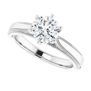 Rings 14K White 6.5 mm Round Solitaire Engagement Ring Mounting