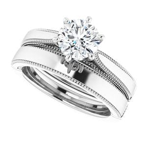Rings 14K White 6.5 mm Round Solitaire Engagement Ring Mounting