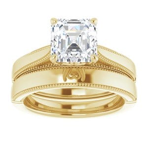 Rings 14K Yellow 7 mm Asscher Solitaire Engagement Ring Mounting