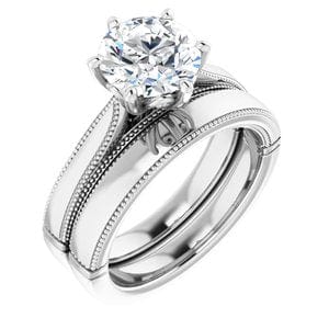 Rings 14K White 8 mm Round Solitaire Engagement Ring Mounting
