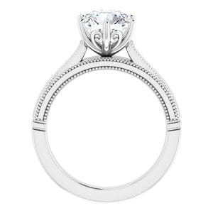 Rings 14K White 8 mm Round Solitaire Engagement Ring Mounting