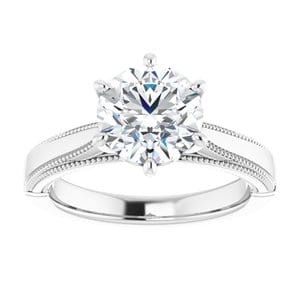 Rings 14K White 8 mm Round Solitaire Engagement Ring Mounting