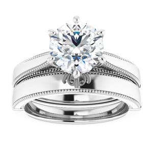 Rings 14K White 8 mm Round Solitaire Engagement Ring Mounting