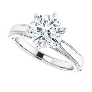 Rings 14K White 8 mm Round Solitaire Engagement Ring Mounting