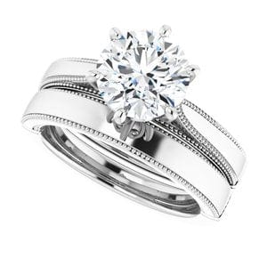 Rings 14K White 8 mm Round Solitaire Engagement Ring Mounting