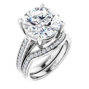 Rings Platinum 12 mm Round Engagement Ring Mounting