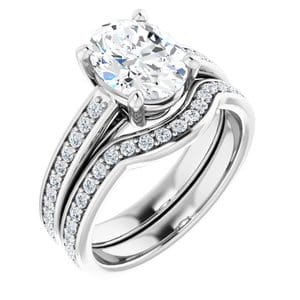 Rings 14K White 9x7 mm Oval Engagement Ring Mounting