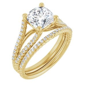 Rings 14K Yellow 7 mm Cushion Engagement Ring Mounting