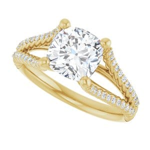 Rings 14K Yellow 7 mm Cushion Engagement Ring Mounting