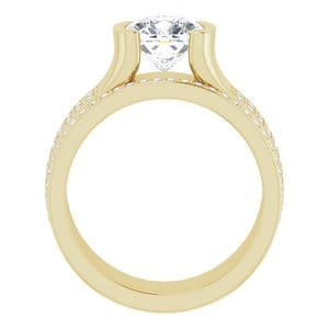 Rings 14K Yellow 7 x 7 mm Cushion Half Bezel Engagement Ring Mounting