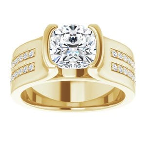 Rings 14K Yellow 7 x 7 mm Cushion Half Bezel Engagement Ring Mounting