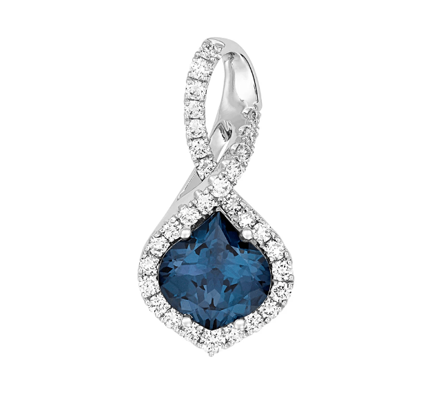 14K WHITE GOLD 8.5X8MM 1.90CT LAB ALEXANDRITE .40CT LAB GROWN DIAMOND ACCENT NECKLACE