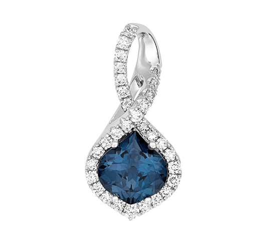 14K WHITE GOLD 8.5X8MM 1.90CT LAB ALEXANDRITE .40CT LAB GROWN DIAMOND ACCENT NECKLACE