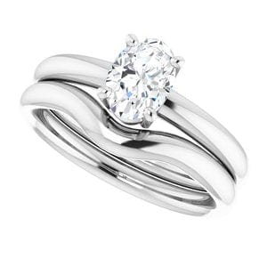Rings 10K White 7x5 mm Oval Engagement Ring Mounting