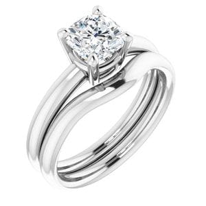 Rings 14K White 6 mm Cushion Engagement Ring Mounting