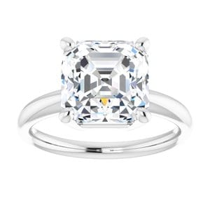 Rings 14K White 9 mm Asscher Engagement Ring Mounting