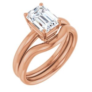 Rings 14K Rose 8x6 mm Emerald Engagement Ring Mounting